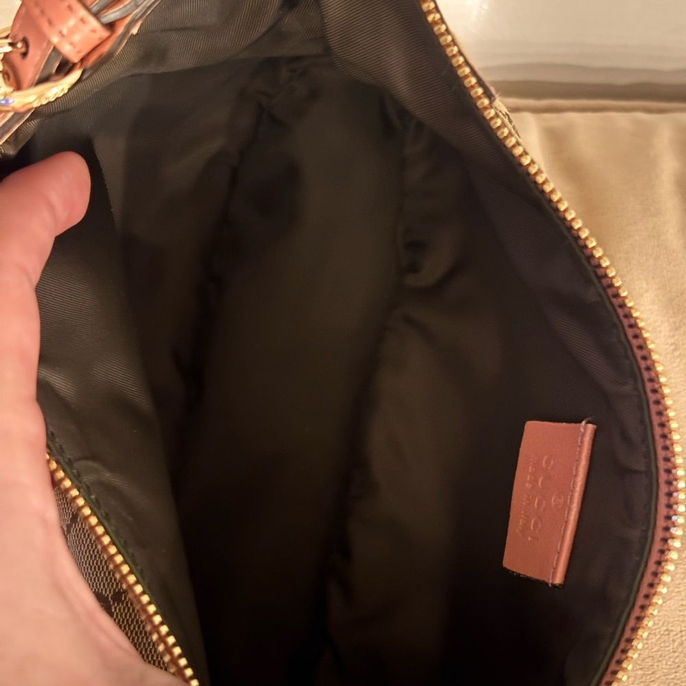 GUCCI GG Beige & Pink Monogram Mini Pochette Shoulder Bag LIKE NEW - Picture 10 of 12